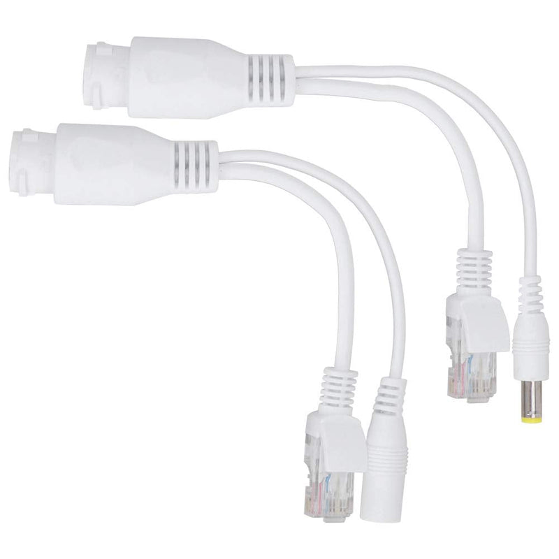 12V PoE Compatibility Adapter, Power Over Ethernet Passive POE Adapter Cable Splitter for Surveillance Camera(White)