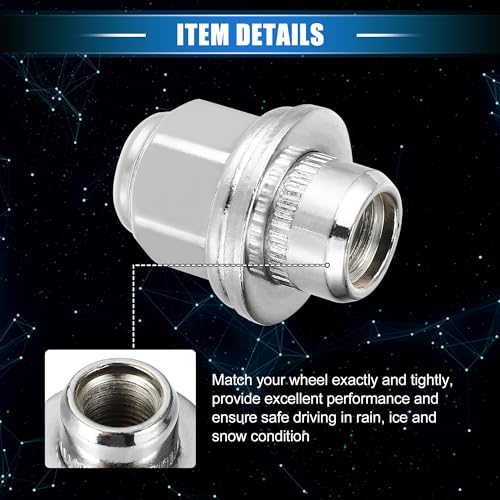 20 Pcs Wheel Lug Nuts Compatible for INFINITI EX35 G25, Durable Chorme Plated M12x1.25 Carbon Steel Silver Tone Tire Lugnuts 20