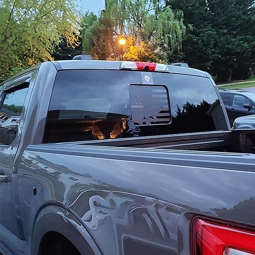 for Ford F150 F250 F350 2015-2023, Rear Middle Window American Flag Decals, Matte Black USA Flag Decal for Truck Back Window, for Ford Raptor 2015-2023 Accessories
