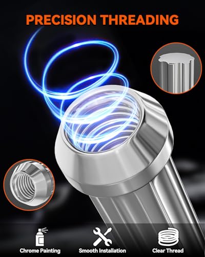 YIZBAP 14mmx 1.5 OEM Lug Nuts, 32Pcs M14x1.5 Lug Nuts with 1 Socket Key Silver 32 PCS
