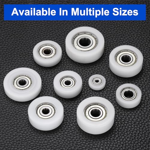 sourcing map 4Pcs Ball Bearing Guide 10 x 35 x 11mm Double Shielded POM Roller Bearings, Flat Pulley Wheel for Furniture, Hardware Accessories, White 4