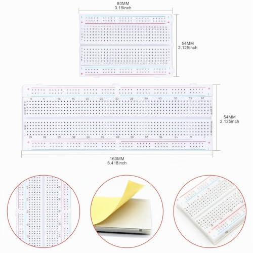GTIWUNG 170 & 400 & 830 Tie Points Mini Breadboard Kit, Solderless Prototype Circuit Board for Arduino Proto Shield + 130 Pieces Jumper Wire Cable 170 & 400 & 830 points mini breadboard