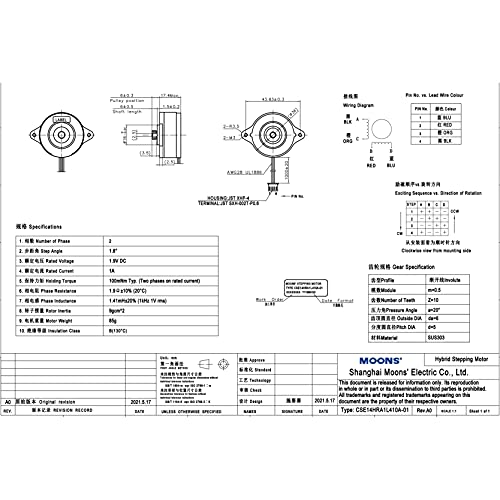 Moons NEMA14 36MM 17MM Enhanced Stepper Motor Compatible with Orbiter Extruder Sherpa Extruder, Ender 3 Pro/Voron 2.4 / BLV / CR10 3D Printer Direct Drive Upgrade