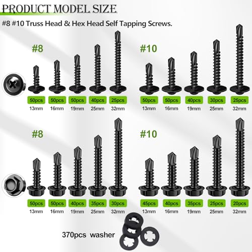 mxuteuk 1095PCS Self Tapping Screws Assortment Kits+mxuteuk #8#10 Self Tapping Screws for Metal