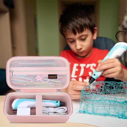 Canboc Carrying Case for SCRIB3D P1 3D Printing Pen, 3D Pen Box with Removable Shoulder Strap, Mesh Pocket fit Filament Refills, Charger, Rose Gold (Case Only) Rose Gold+Rose Gold