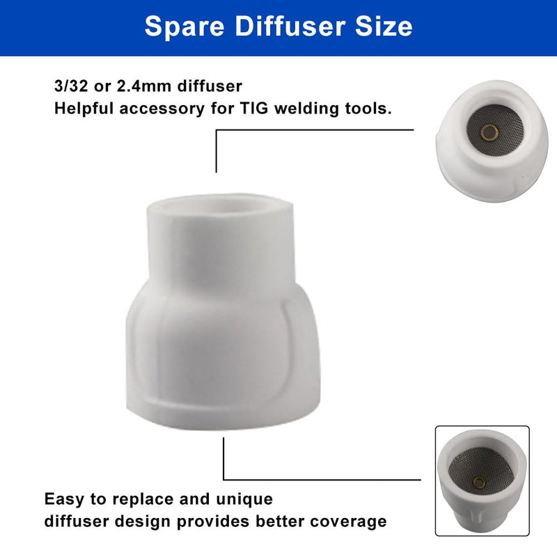 #12 Ceramic (10-Pack) White TIG Welding Cup 10PCS