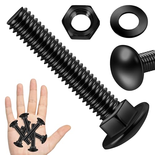 (10Sets) 3/8" x 2" Hex Head Lag Screws & (8 Sets) 3/8-16 x 2 Carriage Bolts with Nuts and Washers, Heavy Duty Lag Bolts with Washers, 304 Stainless Steel Round Head Square Neck 3/8 Carriage
