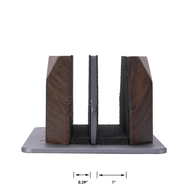 Wood Vertical Laptop Stand for Desk, Dual Slot Adjustable Wooden Laptop Holder to Dock MacBook, MacBook Pro and Gaming Laptops, Solid Black Walnut Black Felt