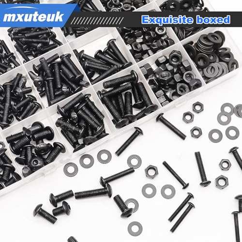mxuteuk Metric Screw Assortment,M2 M3 M4 M5 Metric Bolt Assortment Kit,Button Head Socket Cap Screws Bolts Washers Nuts Kit,10.9 Alloy Steel Cap Screw Set with 4 Hex Wrench (1749PCS)