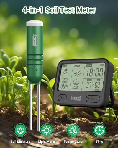 Dr.meter Soil Moisture Meter & 4-in-1 LCD Display Moisture Meter