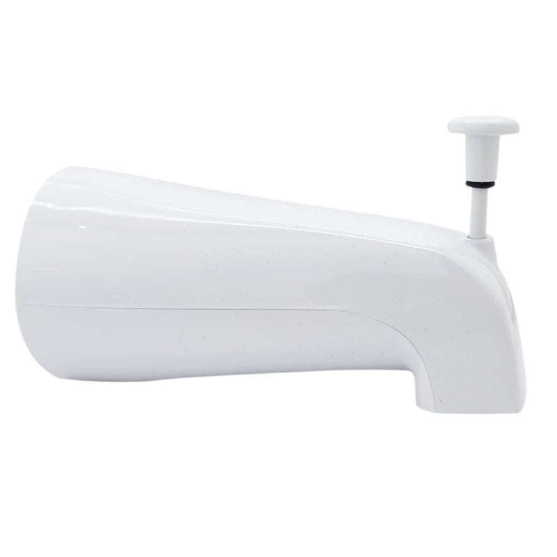 Westbrass E531D-1F-50 5-1/4" Reach Wall Mount Tub Spout with Front Diverter, Powder Coat White 1 Pack