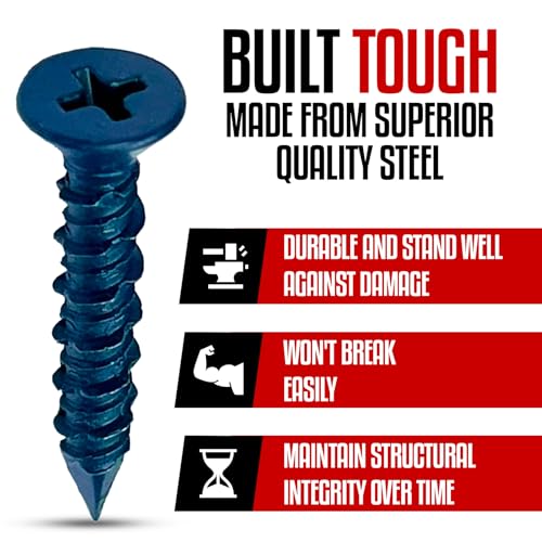 1/4 x 2-1/4" Star Torx Head Concrete Screws - Steel Masonry Screws for Concrete, Bricks, Blocks - Self-Tapping Concrete Screws with 3/16 x4-1/2 Drill Bit - 100 Screws/Box 1/4x2-1/4"