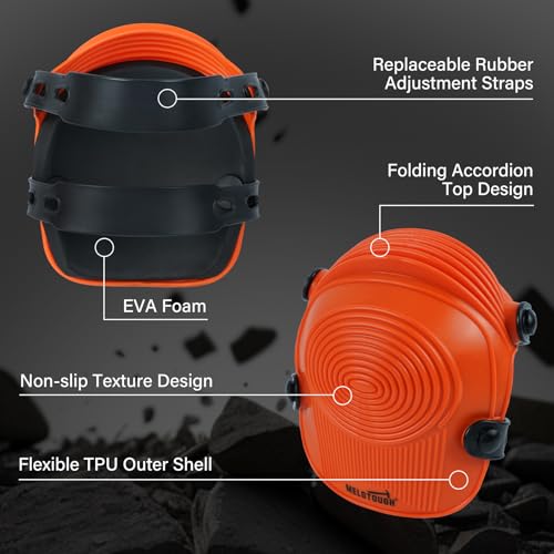 MELOTOUGH Tool Belt Suspenders Construction Bag Suspenders Padded Work belt Suspenders,Work Knee Pads for Men Women Construction, Flooring, Roofing - Comfortable and Non Slip(Orange)