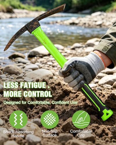 2-Piece Garden Hoe and Cultivator Hand Tool Set - 15" Carbon Steel Weeding Tools Gardening, Heavy Duty Hand Hoe, Rake & Pickaxe Digging Tools for Gardening, No Assembly Required