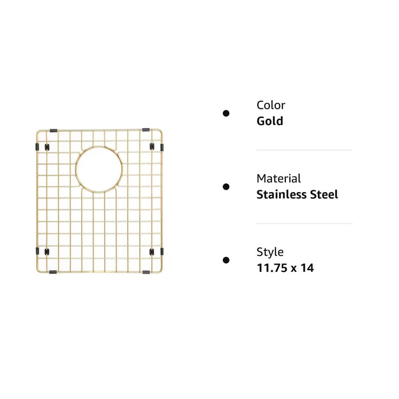 Starstar Sinks Protector Matte Gold 304 Stainless Steel Kitchen Sink Bottom Grid, Rack (11.75 x 14) 11.75 x 14