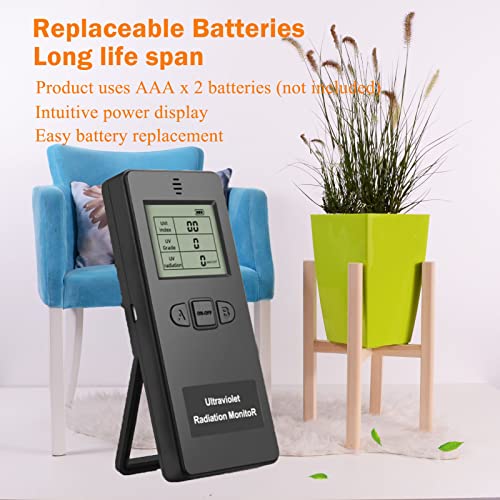 Radiation Detector, Radiation Meter UV Radiation Tester LCD Portable Digital UV UVI Tester with Temperature Display