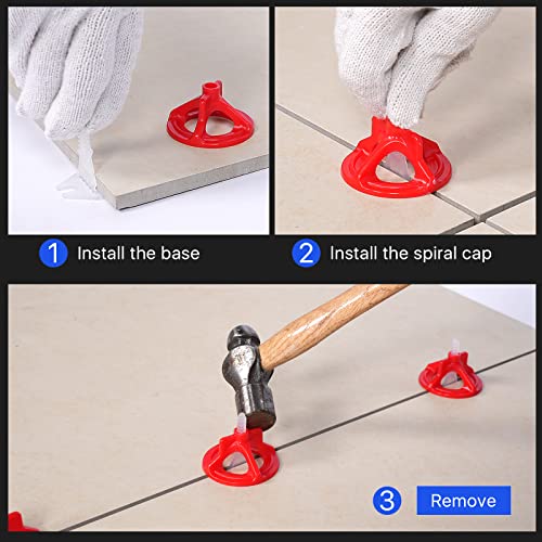 Pro-Grade 1/32" Professional Tile Leveling System Kit 700 Base+100 caps for Floor & Precision Gap Control |Effortless DIY Install(700 Base+100 caps, 1/32)