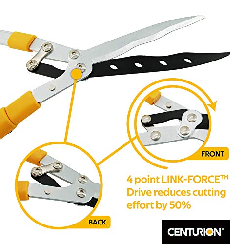 Centurion 75 Upgraded Telescoping Hedge Shears with 9-inch Wavy Blade and Extendable Handles for Trimming Borders, Shrub, and Tall Bushes (Length from 26" to 32")