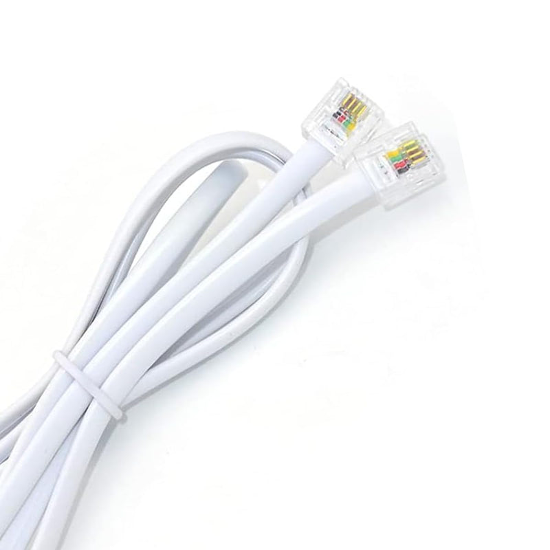 NEORTX 5ft White RJ11 Male to Male Telephone Cable for Landline, Fax, Modem & Answering Machine