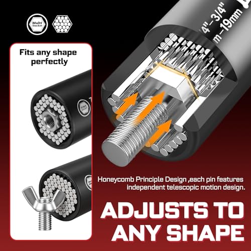 Geinxurn 6 PCS Universal Socket Set Heavy Duty,SAE& Metric (5-32mm,1/4"-1-1/4") Super Sockets for Unscrew Any Nuts Bolts,1/4", 3/8", 1/2" Impact Power Drill Adapters,for Auto Repair & Home Maintenance 1/4;3/8;1/2
