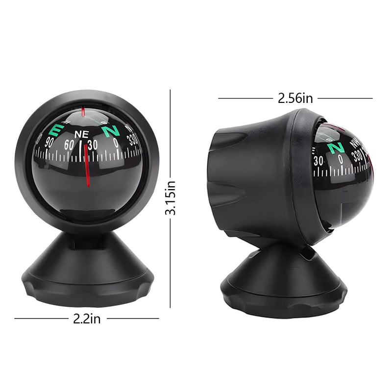 Mandark Car Compass, Vehicle Compass Ball with Bottom Stick, Dash Mount Adjustible Auto Interior Accessories for Navigation Hiking Direction Guidance, Universal for SUV, Truck, RV