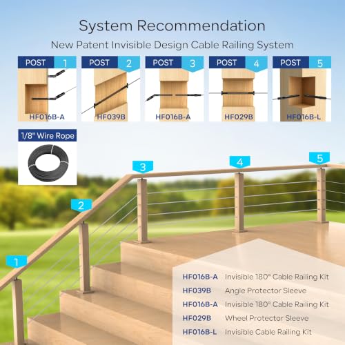 Black 1/8" Stair Bundle: 5 Pairs Adjustable Swage & 10 Angle Washers