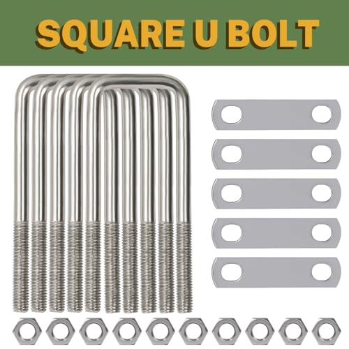 LIONMAX U Bolts 2 Inch Wide, 5 Pack, 1/2" D x 2-1/16" W x 6-5/16" L, M12 1/2x2-1/16x6-5/16