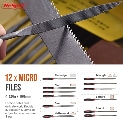 Hi-Spec 17 Piece Metal Hand & Needle File Tool Kit Set and Drill Bit Set 130pc Multi SAE