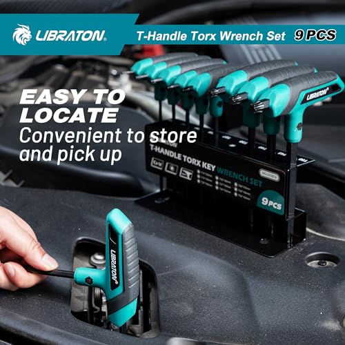 LIBRATON T Handle Torx Set T10-T50, Torx T Handle Set, Torx Wrench Set 9PCS (Torx)
