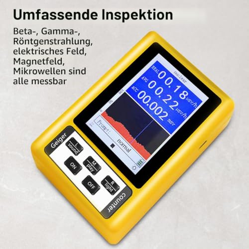 Geiger Counter, Radioactivity Nuclear Radiation Detector, Handheld Nuclear Radiation Detector, Electromagnetic Radiation Detector, Fully Functional Tester for Home, Office, Outdoor