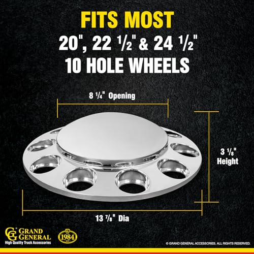 GG Grand General 40130 1-1/2" x 3 Chrome Plated ABS Front Axle Kit w/Push-in 1.5 inches Nut Cover Push In