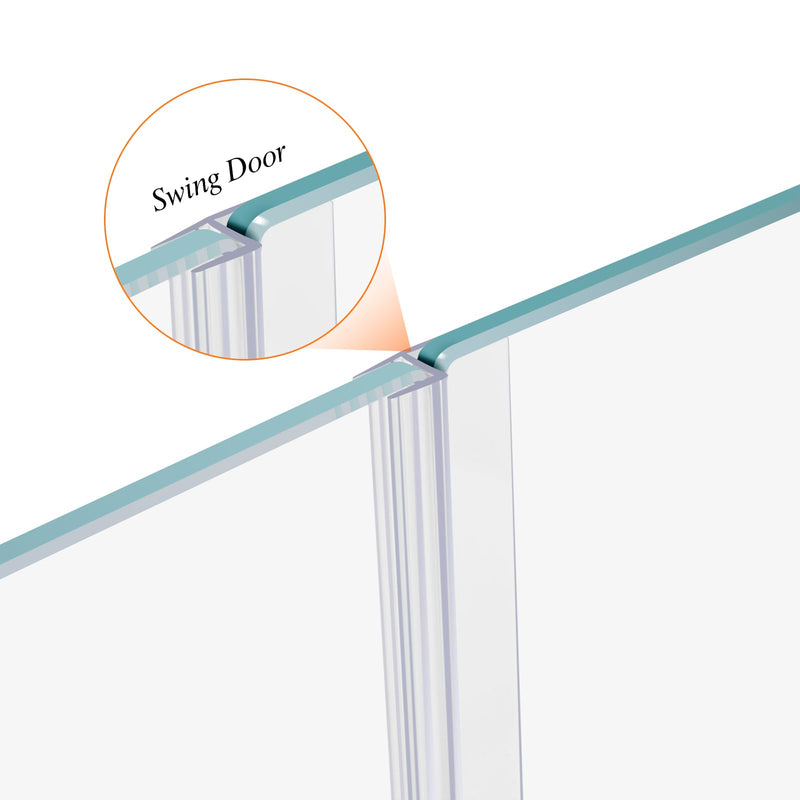 78" Shower Door Side Seal Strip for 1/4 inch Frameless Glass Shower Door Clear Polycarbonate(39" X2) 39"X2 Pieces 1/4" Door