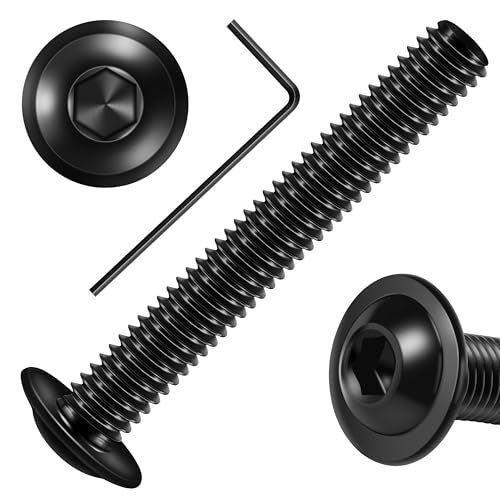 Mywish M8 x 70mm 20Pcs Flat Head Hex Socket Cap Screws Bolts & M8 x 50mm 20Pcs Flange Button Head Hex Socket Cap Screws Bolts, 304 Stainless Steel Furniture M8 x 1.25 Bolts Full Thread, Black Oxide