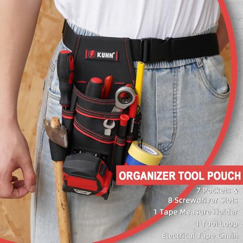 KUNN Tool Belt Suspenders & Electrician Tool Pouch with Belt Clip