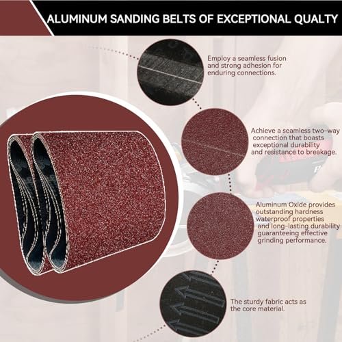 8x19 Inch Floor Sanding Belts 10 Pcs (5 Grit, 2 Each of 40, 60, 80, 100, 120 Grits) Heavy Duty Belt Sander Aluminum Oxide Belt Sander Paper for Wood, Metal, Stainless Steel, Automotive, and Furniture #40#60#80#100#120 8x19 inch-Aluminum Oxide