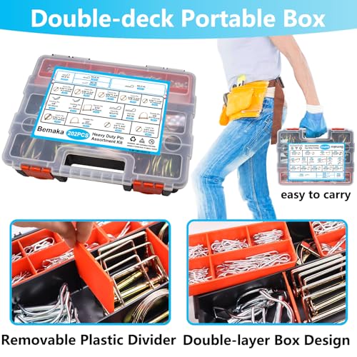 420PCS M3 x 30/35/40/45/50mm Hex Socket Head Cap Screws 12.9 Grade Alloy Steel + 202Pcs Hitch Pins Clip Pins Assortment Kit