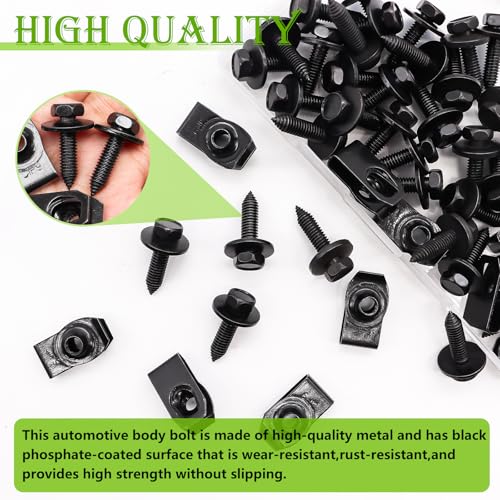 mxuteuk 50PCS 1/4 U-Nut Clips & Hex Head Automotive Body Fender Bolts Kit+mxuteuk 260PCS U-Nut Clips & Automotive Body Fender Bolts Kit
