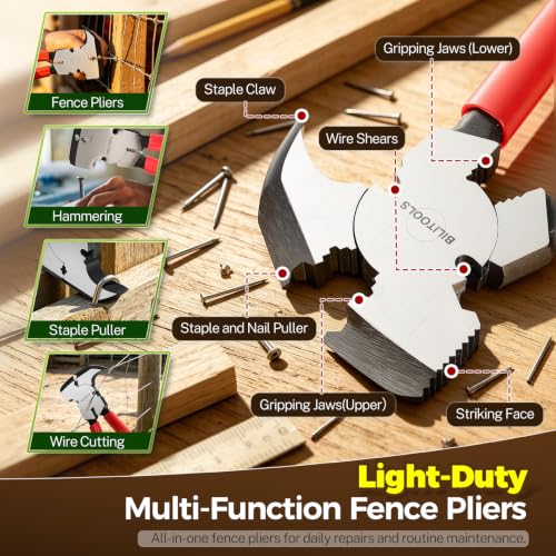 BILITOOLS 2-Piece 10" Fencing Pliers Set, Light & Heavy Duty with Pouch