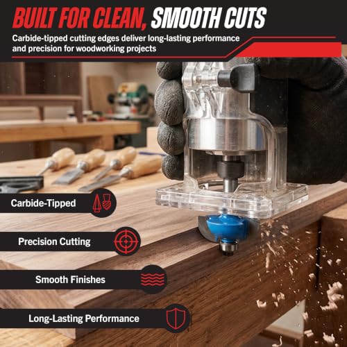 24-Piece Router Bit Set - Wood Routers Kit with 0.25-Inch Shank and Wooden Storage Case - Woodworking Tools for Home Improvements and DIY by Stalwart