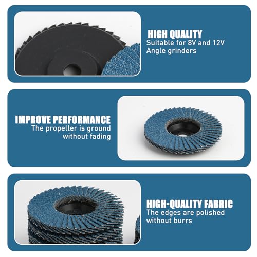 Pack of 8 Flap Discs, Flap Discs, Sanding Mop Discs for Angle Grinders, Sanding Discs, Sanding Mop Discs, Diameter 75 mm x 10 mm, Grit 40/60/80/120, High Performance Sanding Discs for Metal, Wood