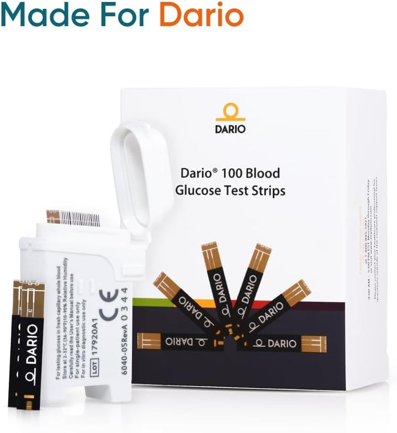 Dario 100 Blood Glucose Test Strips - Only works with Dario Monitor (25 Pack x 4) 100 Count (Pack of 1)