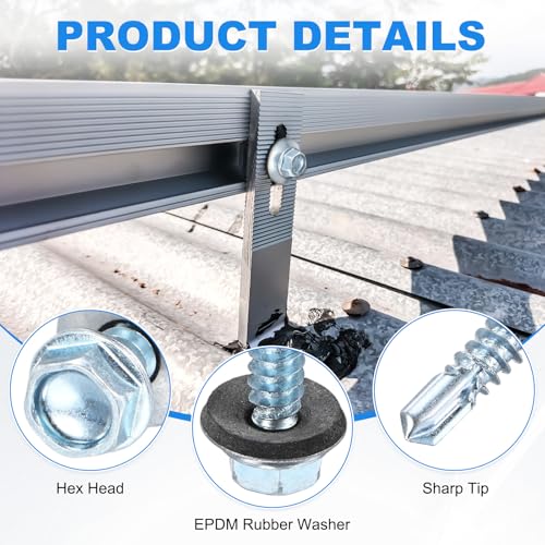 M METERXITY 100-Pack Self Drilling Screws with Rubber Washer #14 x 1-1/4" Zinc Plated Carbon Steel Hex Head Self-Tapping Screws for Metal Roofing/Siding Panels/Steel Structures [ 38mm Length] M6.3 x 32mm