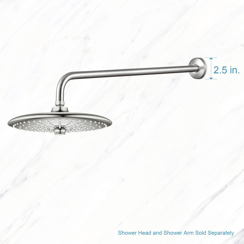 OFFO Shower Arm with Flange, 24 in Brushed Nickel Wall Mount Replacement Angle Shower Head Arm Wall-Mounted For Fixed Shower Head & Handheld Showerhead