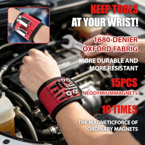 Magnet Repair Tool Kit,Magnetic Tool Mat,Wristband,Magnetic picker&Mirror Red_4PK_Mag_Set
