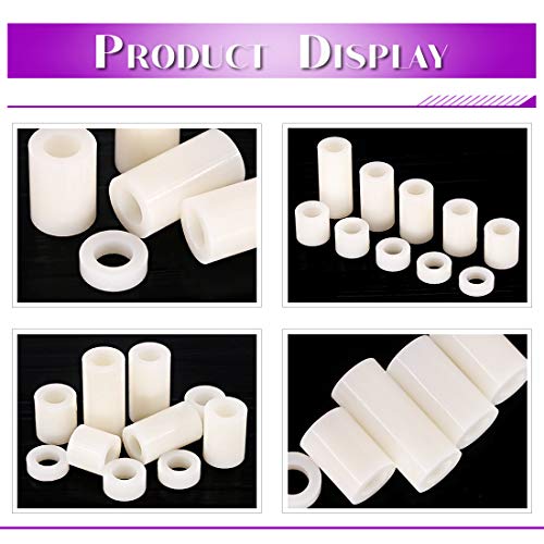 Swpeet 645Pcs Nylon Round Spacer Standoff Screw Nut for M6 Screws Prototyping and 9 Sizes Hex Nuts Assorment Kit for M2 M2.5 M3 M4 M5 M6 M8 M10 M12