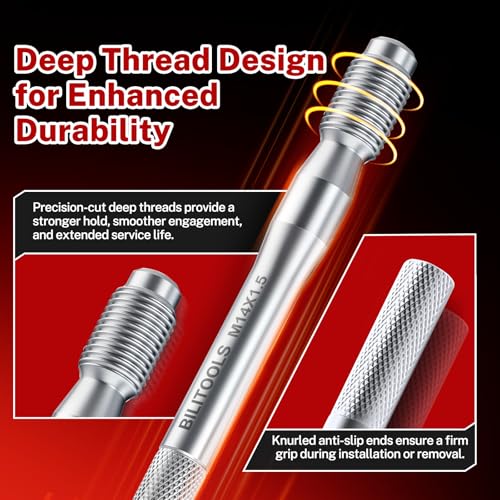 BILITOOLS 8 Piece Master Wheel Hanger Alignment Pin Set, Carbon Steel Wheel Stud Pilot Pins for Lug Bolt Vehicles, M12x1.25, M12x1.5, M14x1.25, M14x1.5