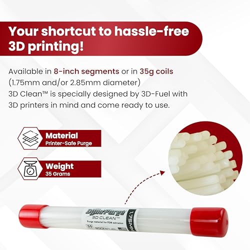 3D-Fuel Count Dynapurge™ 3D Filament Purging Material 1.75mm 50 Made in USA 1.75 millimeters