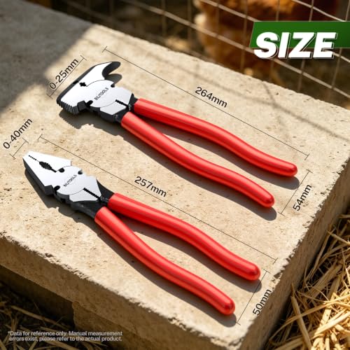 BILITOOLS 2-Piece 10" Fencing Pliers Set, Light & Heavy Duty with Pouch
