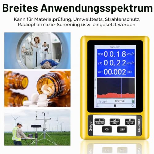 Geiger Counter, Radioactivity Nuclear Radiation Detector, Handheld Nuclear Radiation Detector, Electromagnetic Radiation Detector, Fully Functional Tester for Home, Office, Outdoor