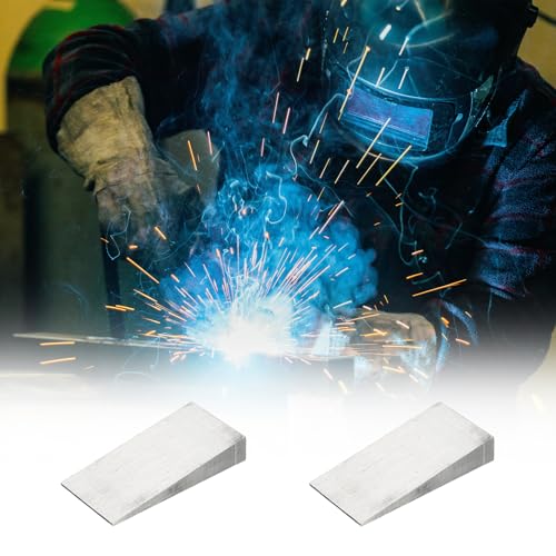 PATIKIL 2 Pcs Metal Wedge, 4.8x2.4x0.8 Inch Carbon Steel Wedge Shims Triangle Flange Beveled Washers Strong Durable for Pipe Fitting Welding Tool Factory Lathe Machine Tool, Silver Tone 4.8x2.4x0.8" (LxWxT)